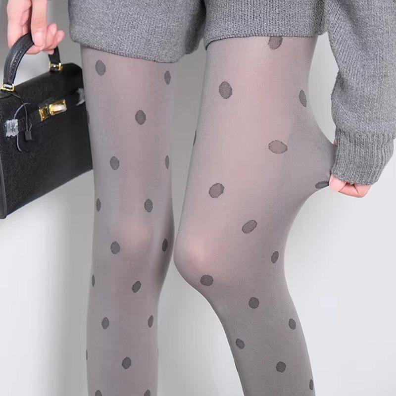 Vintage Korean Polka Dot Sheer Tights Women High Waist Pantyhose Silk Tights Women Slimming Sexy Stockings High Elastic Leggings
