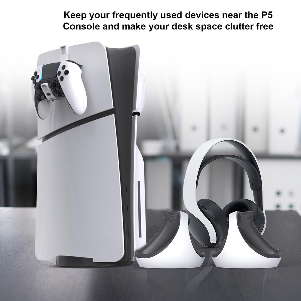 2Pcs Controller Headset Stand Hanging Hanger For PS5/PS5 Slim Digital Drive Console Headphone Hook Accessories For PlayStation 5