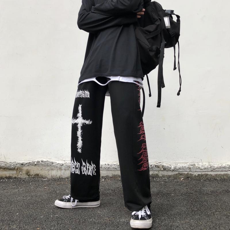 Koreański Styl Harajuku Y2K Graffiti Szerokie Spodnie Dresowe - Trend Unisex