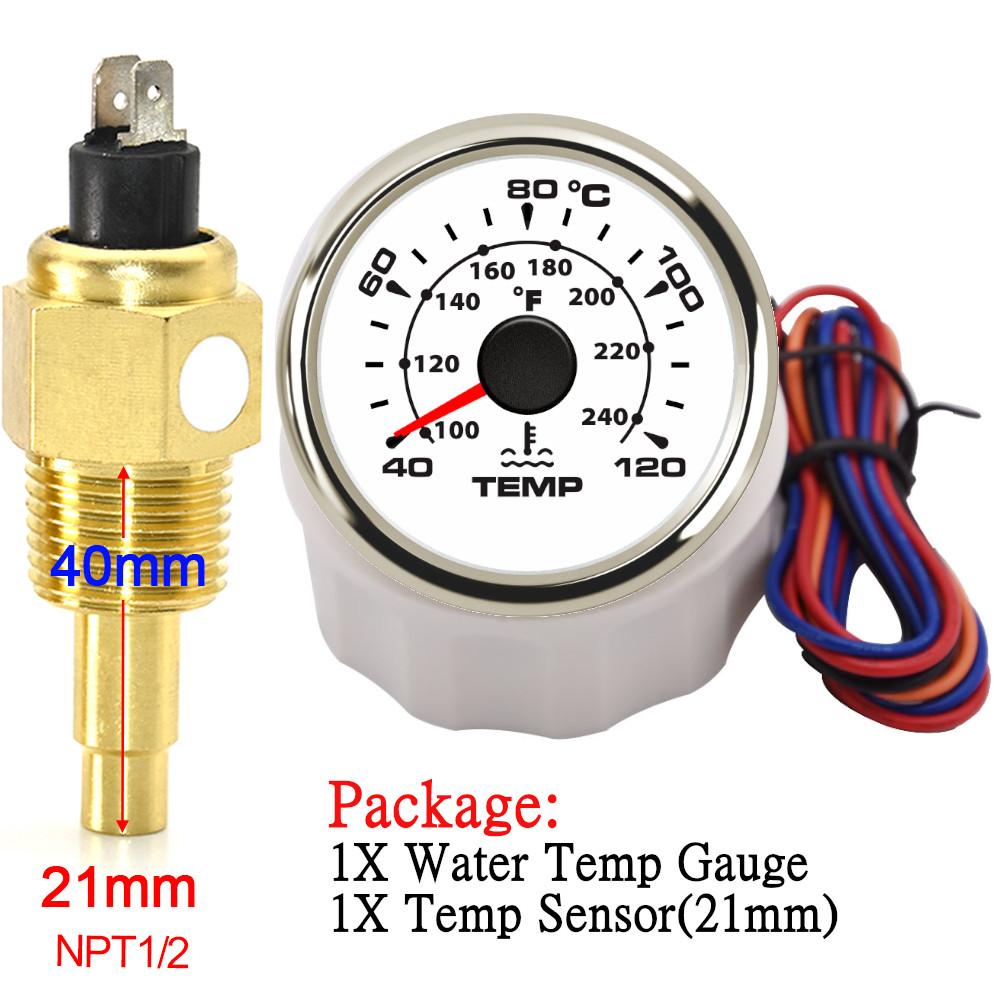 Customized10mm 14mm 17mm 21mm Temperature Sensor+52mm Water Temperature Gauge Universal for Boat Car Auto Motorcycle Thermometer