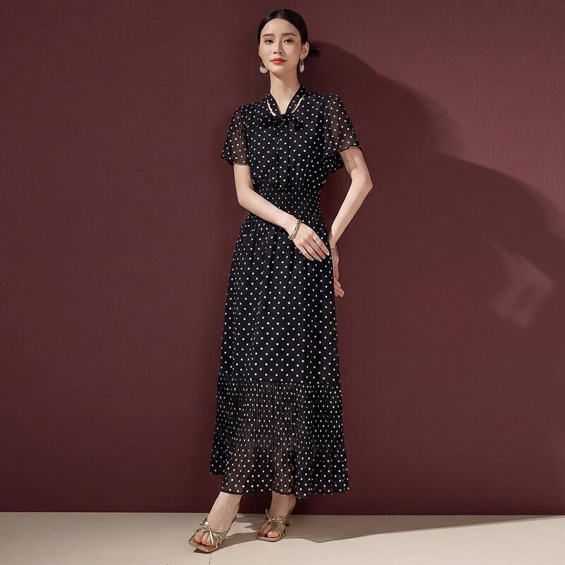 Rochie Midi elegantă de damă cu buline din șifon