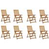 VidaXL Lot de 8 Chaises Pliables de Jardin avec Coussins, Sièges de Terrasse, Chaises de Salle à Manger, Meubles de Patio 3075065