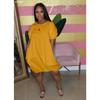Al107 Elegant 2024 European and American Women's Clothing Dress Puffy Skirt Plus Size Large T-shirt Lantern Dress Short Sleeve Summer