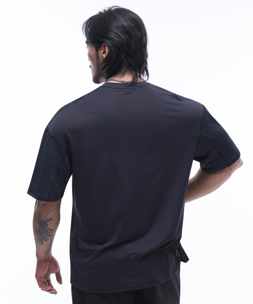 Pijikeolgameoncheu P2407 Mesh Color Block Functional Oversized Short Sleeve [Black]