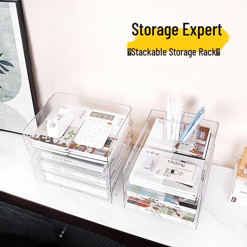 Acrylic Multi-Layer A4 Desktop Document Organizer - Transparent Stackable File Holder