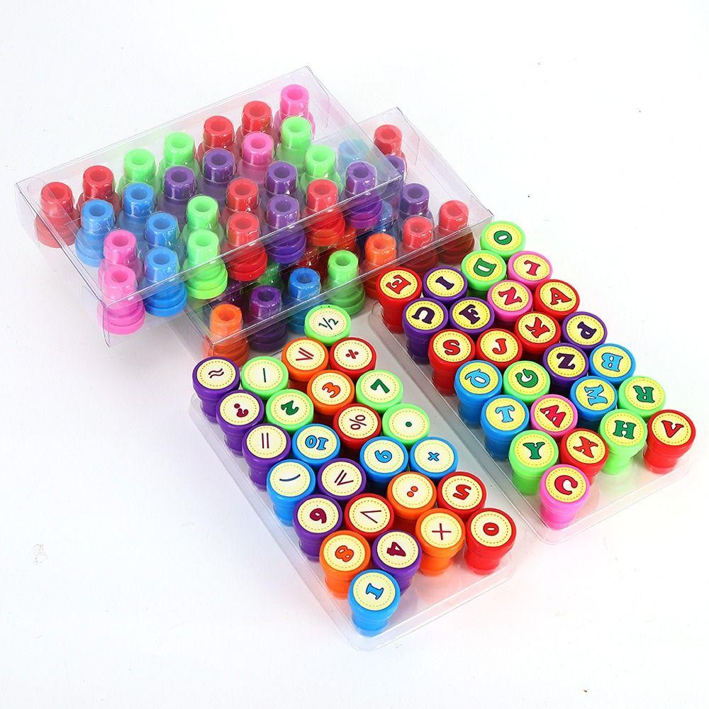 Number 26pcs Alphabets Letters Round Stamp Cartoon Children Arithmetic Seal Cute   Gifts