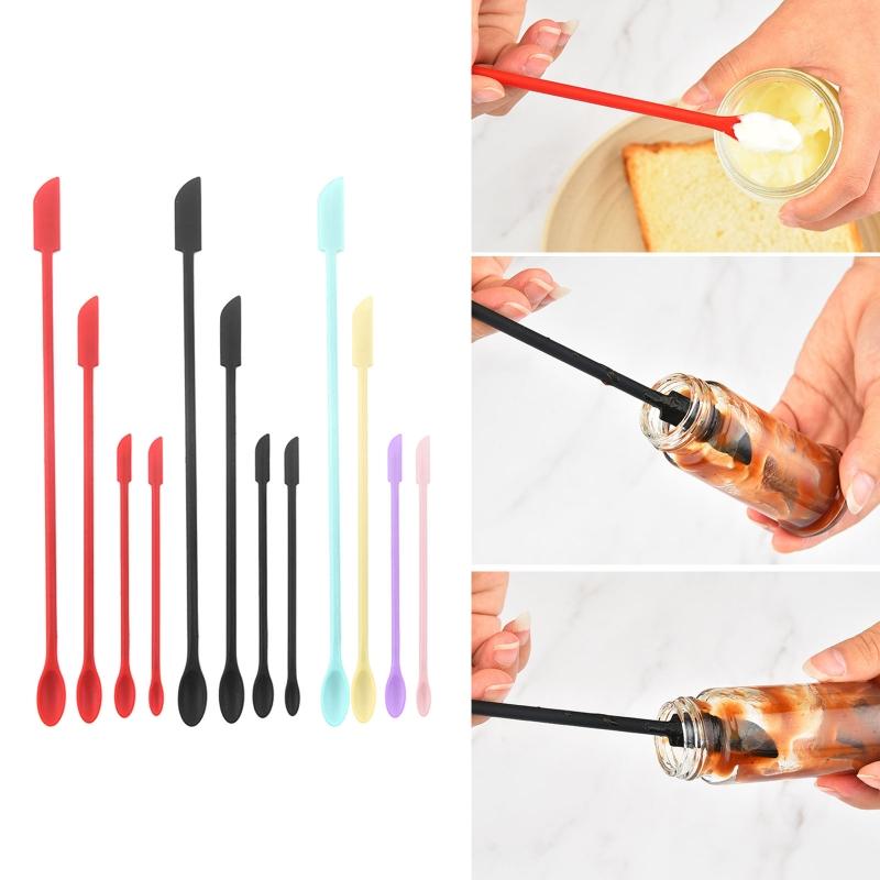 4 Mini Spatula Silicone Makeup Spatula Thin Spatula Set for Skinny Openings Tiny Scraper for Jar,Kitchen Bottle,Cosmetic