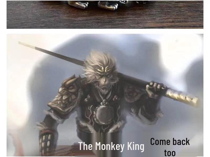 Bransoletka Męska Retro Czarna Legenda Wukonga - Imitacja Tajskiego Srebra Koralikowa Biżuteria