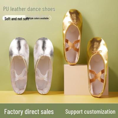 Scarpe da Ballo da Bambina con Suola Morbida in Pelle PU, Scarpe da Yoga e Balletto da Donna Oro/Argento