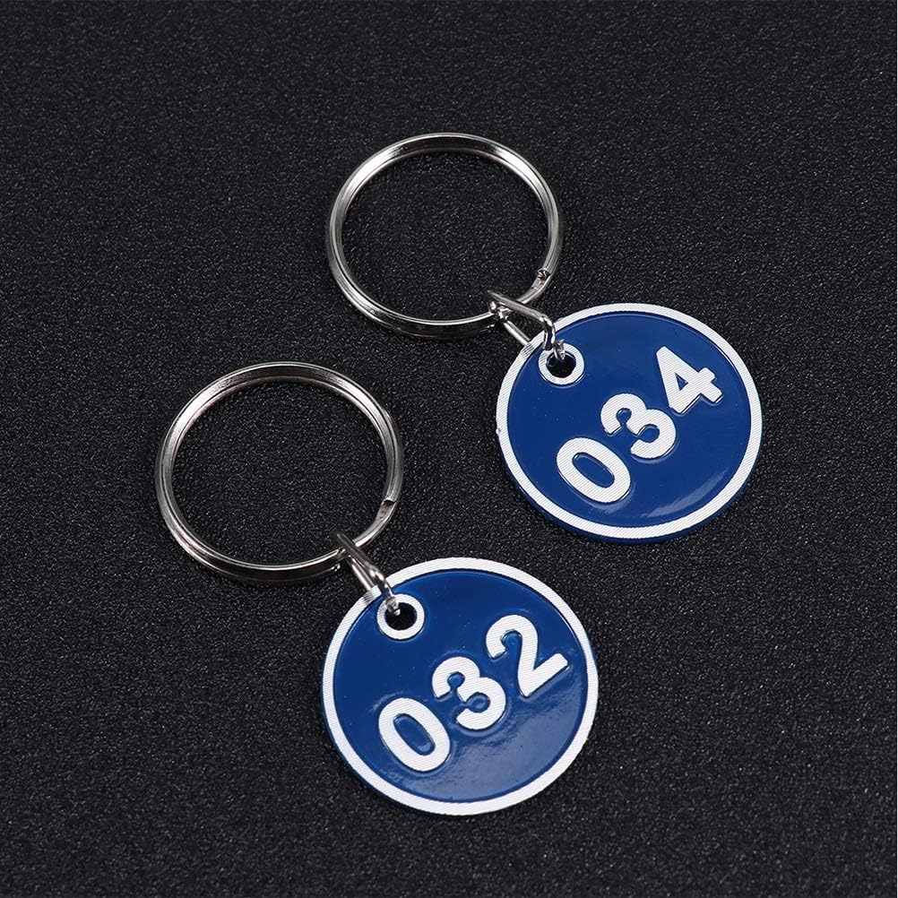 1set Aluminium Metal Luggage Id Tags Key Ring Labels Blue Numbers for Home Office Hotel Organization