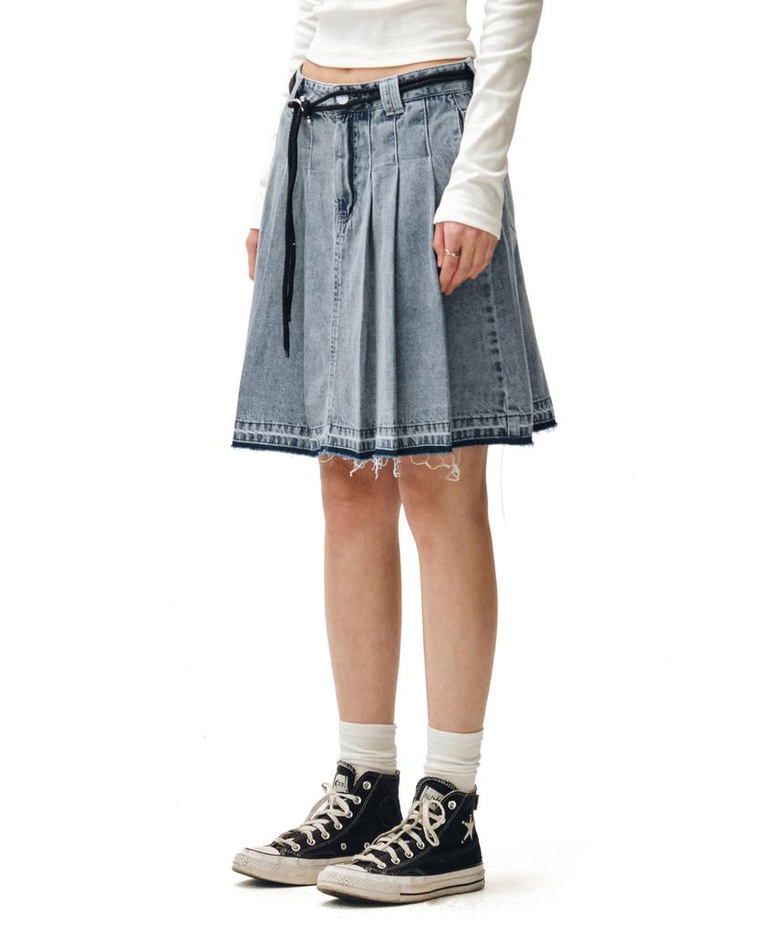 Deketeuumeon Front Pleats Midi Skirt Dcsk008Blue