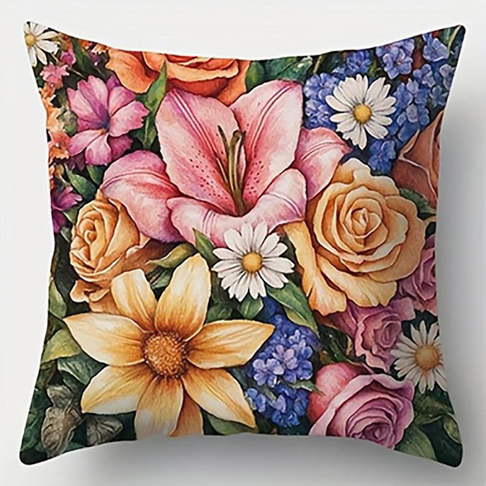 1/4pcs Floral Patterned Pillowcases for Cozy Decor Sofa Cushion Cover Home Bedroom Room Decoration