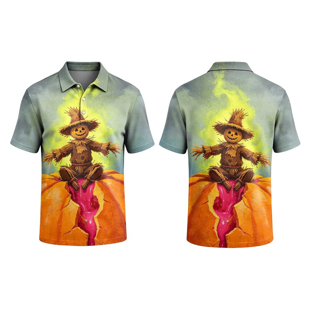 Men's Halloween Print Short Sleeve T-Shirt Stylish Casual Top