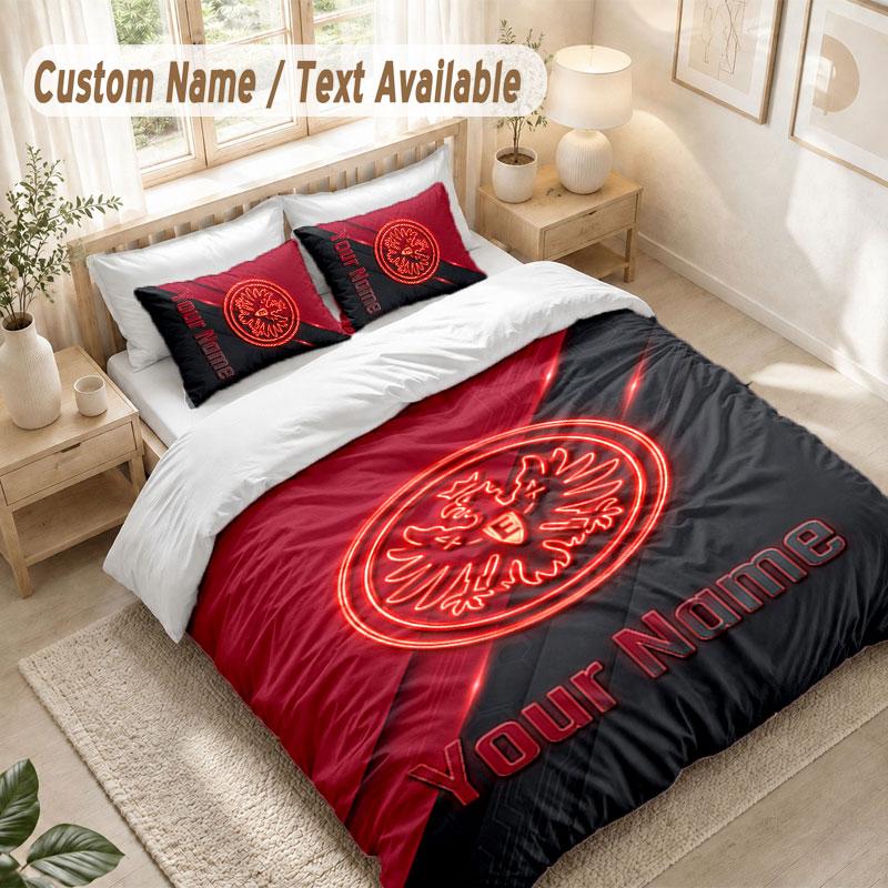 Custom Name Bedding Set 3 PiecesEintracht Frankfurt Print Duvet Cover + 2 Pillowcases Soft Bed Decor