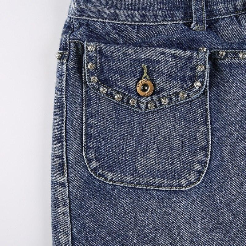 Vintage Diamonds Denim Mini Skirts Y2K Aesthetic Korean Kawaii Low Rise Skinny Wrap Bodycon Jeans Penceil Skirt Women Streetwear