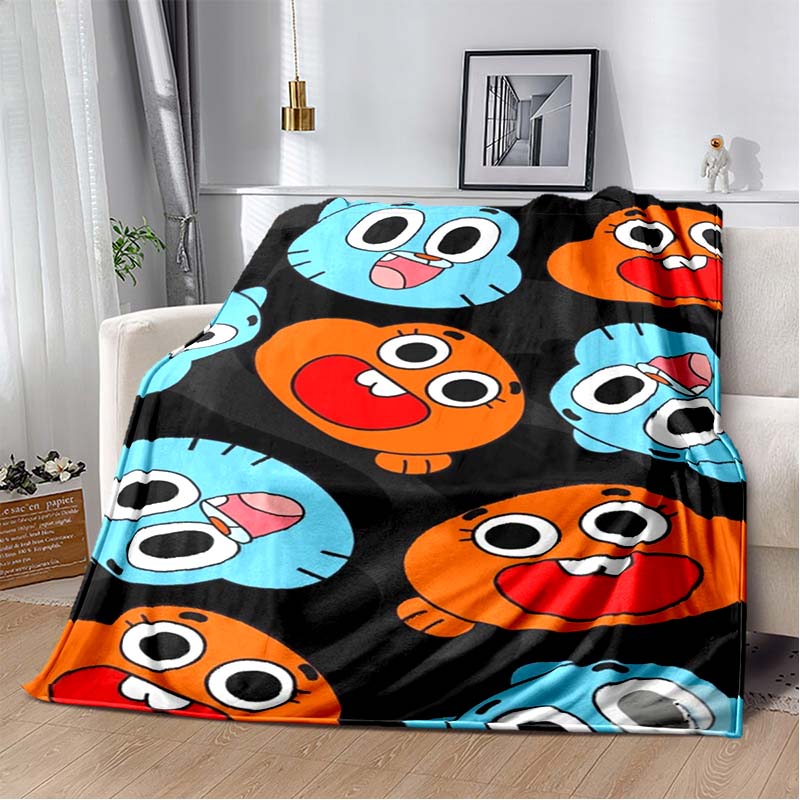 The Amazing World of Gumball Print Flannel Throw Blanket Soft Warm Cartoon Bed Sofa Cover for Kids Bedroom Home Decor Gift