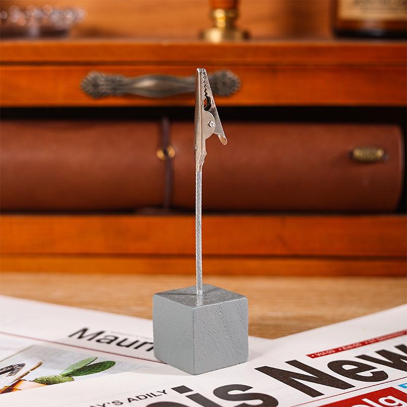 Wooden Memo Clip: Vertical Label Stand for Desktop Decoration, DIY Retro Base Card and Paper Display
