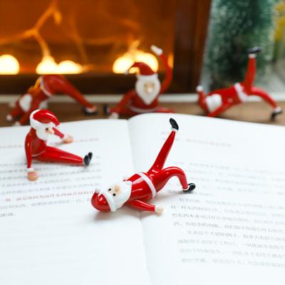 Santa Claus Yoga Glass Ornament Desktop Art Figurine Healthy Humorous Holiday Decor Glass Art Ornament