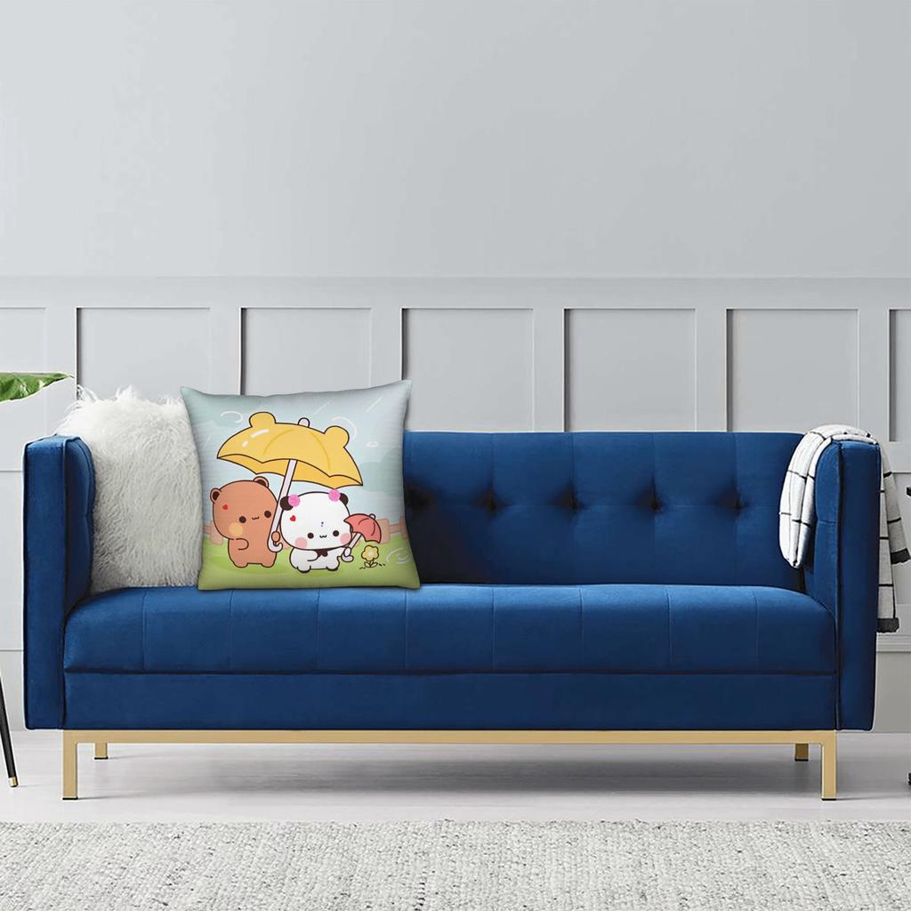 Kawaii Cute Bubu Panda Dudu Pillowcase Double-Sided Printing Cushion Cover Decorations Throw Pillow Case Cover Home 45*45Cm
