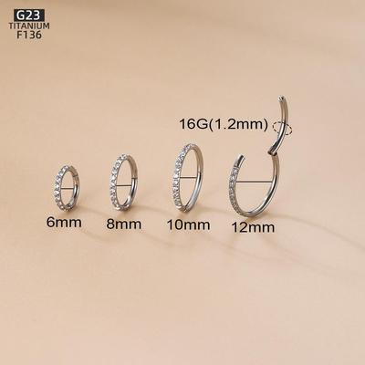 Joia de Piercing Corporal de Alta Qualidade em Titânio G23 com Zircônia: Piercing de Nariz, Pino, Brinco, Argola, Clicker, Argola Sem Costura