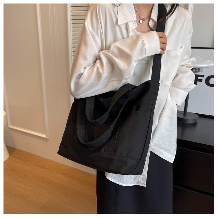 Simple canvas bag women's 2025 new versatile casual women's casual large-capacity retro portable tote bag large bag