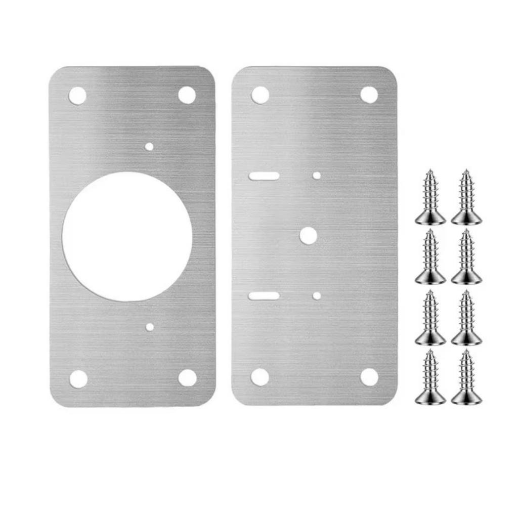 8pcs Cabinet Hinge Repair Plate Kit for Home Kitchen Cabinets and Furniture, Stainless Steel Door Hinge Mounting Plate with Hole