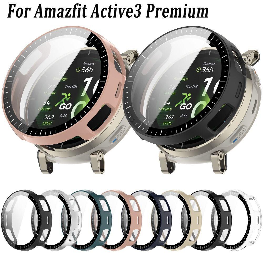 PC+Tempered Screen Protector Cover Shell for Amazfit Active 3 Premium Smart Watch Accessories