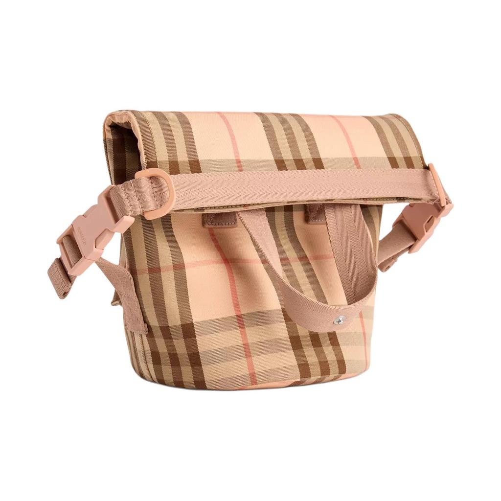 Burberry Check Print Button Pocket Cotton Tote Bag Women Tote Bags Beige 80193105