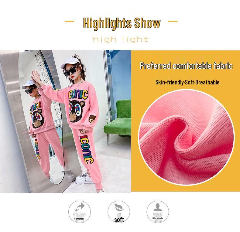 Stylish Spring Two-Piece Suit for Girls - Trendy, Fashionable, and Perfect for Mid-to-Large Children