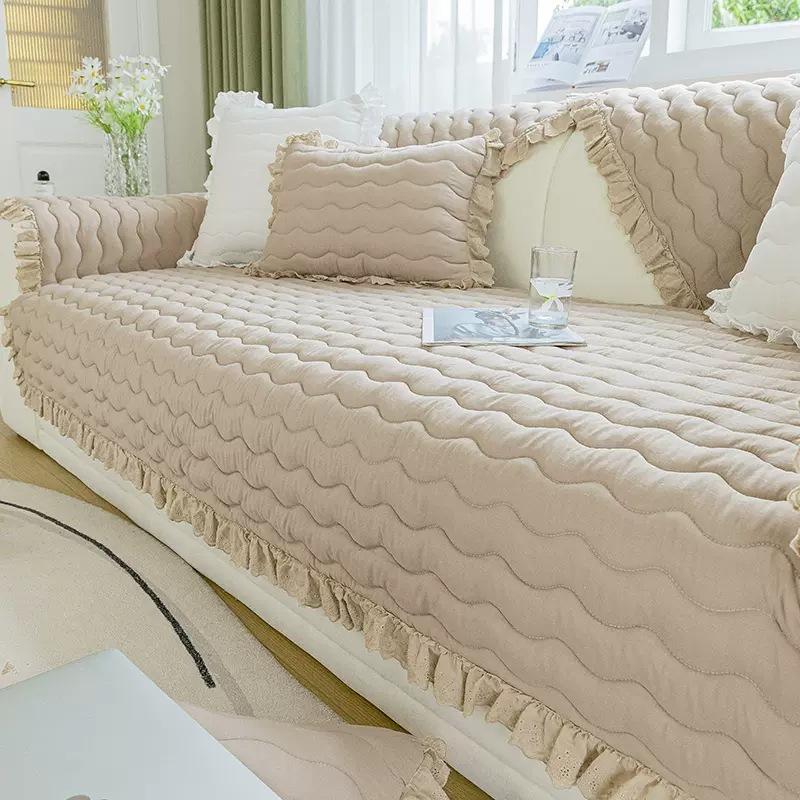 

European Sofa Cushion Cover with Skirt Hem Lace Universal Non-Slip Four Seasons Modern Simple Leather JUEoth 70*70