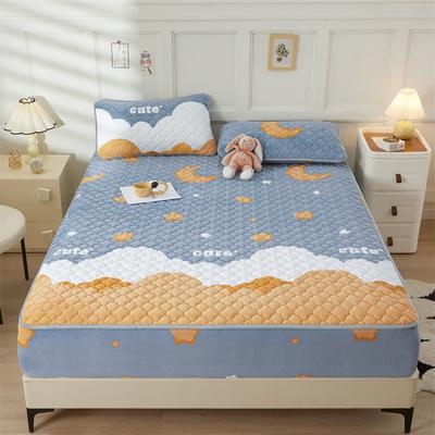 New Milk Velvet Quilted Sheets, Skin-friendly Antibacterial Printed Bedspread, Bed Protector, Simmons Protective Cover