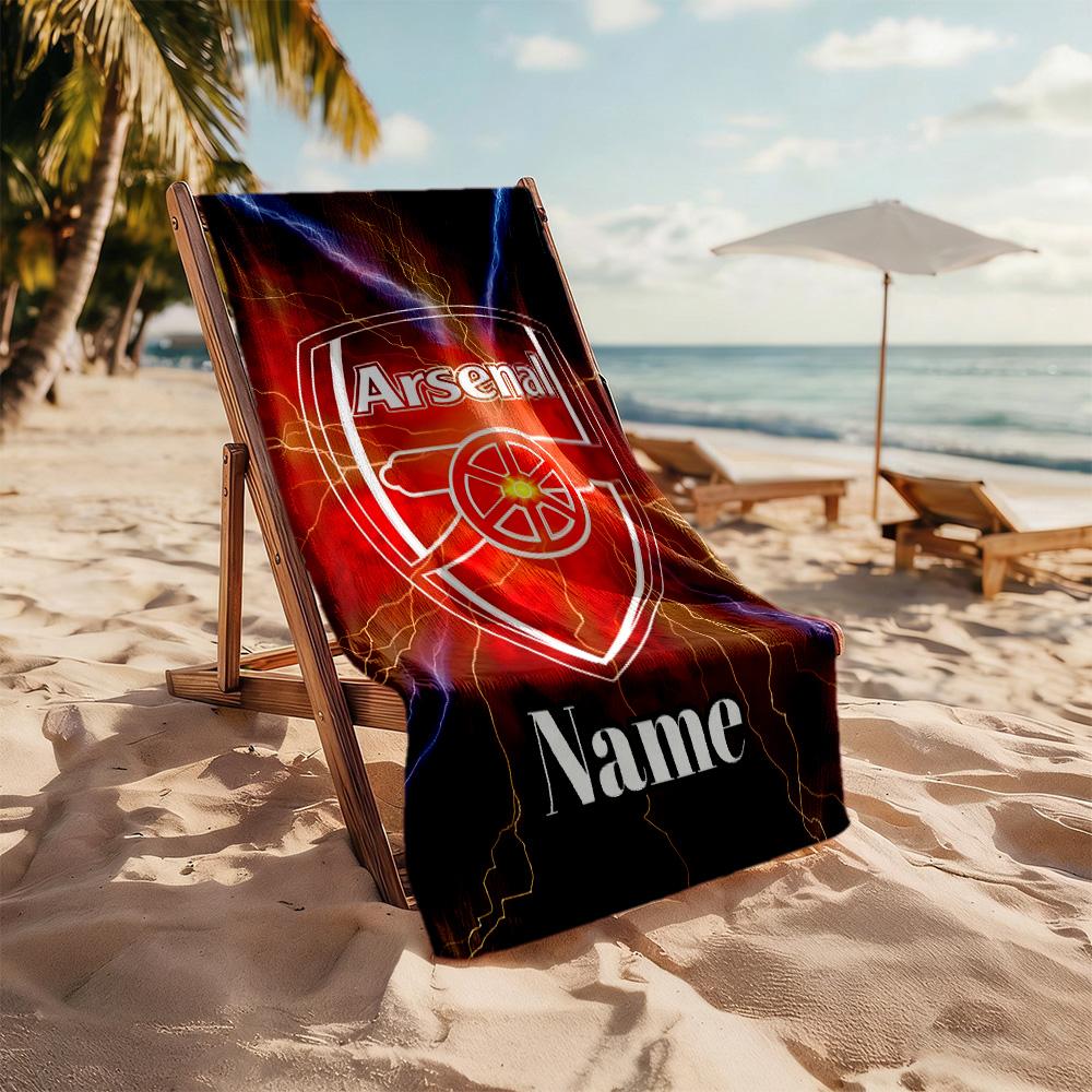 Arsenal Crest Customized Name Beach Towel Super Soft Microfiber Quickdry Fabric Perfect for Traveling Yoga Camping and Swimming