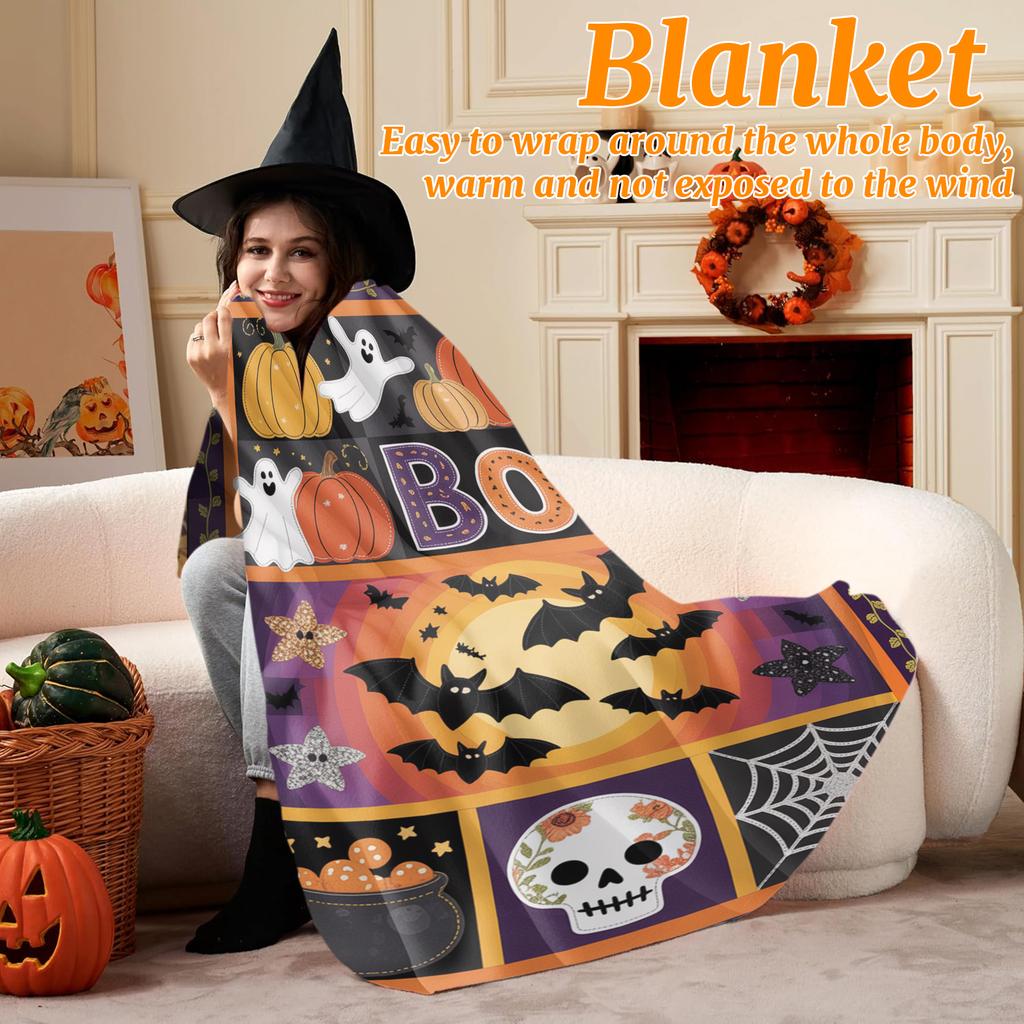 Halloween Print Pumpkin Castle Blanket Flannel Blanket Throw Blanket