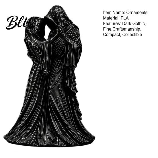 Dark Aesthetic Desk Ornament Gothic Faceless Lovers Figurine, Ghost Couple Sculpture, Mysterious Heavy Tabletop Art Desktop for Shelf Mantel