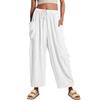 2026 Spring/Summer Women's Elastic Waist Pleated Mid-Waist Straight-Leg Loose Casual Cropped Pants