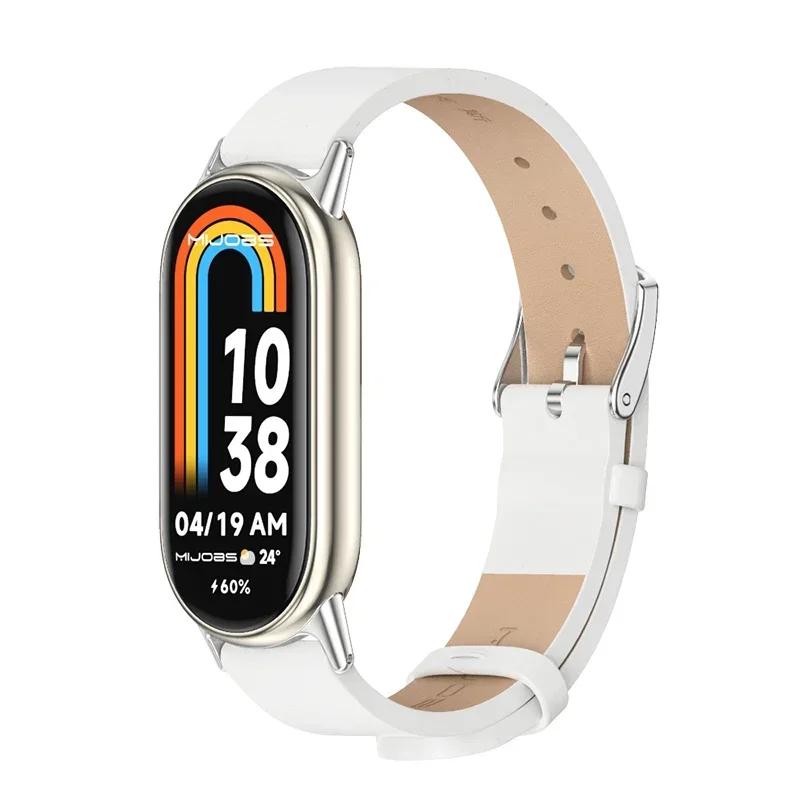 For Mi Band 8 Strap Leather Band For Xiaomi Mi Band9 Wrist Strap Correa Watch Replacement Miband8/9 NFC Sports Bracelet Pulseira