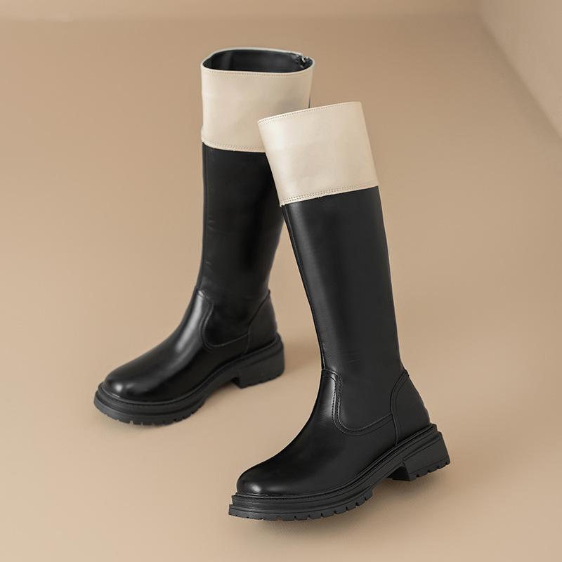 Inner height increase 2025 new autumn and winter new color matching boots thick sole but knee high boots long boots knight boots women