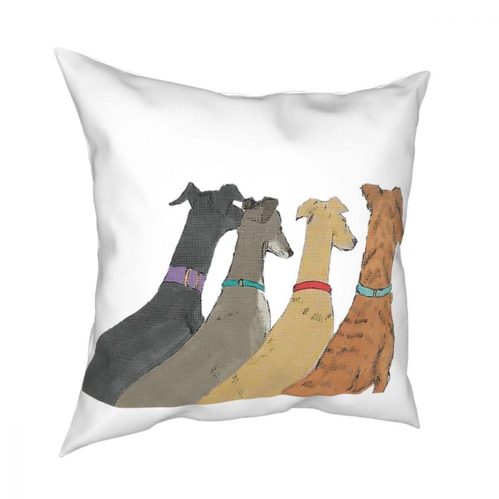 Waiting Greyhounds Throw Pillow Cover Polyester Cushions for Sofa Greyhound Whippet Sighthound Dog 4545cm Cushion Covers