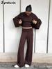 Three-piece Set, Autumn, Knitted Sweater with Loop Neck Camisole High-waisted Wide Leg Pants Suit