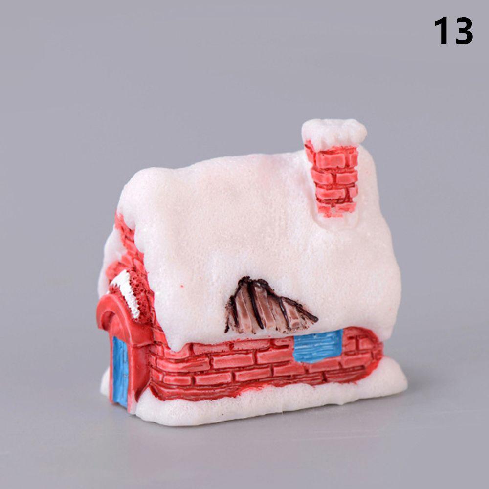 Micro Landscape Mini House Figurines Villa Model Miniature Snowcap Cottage Christmas Decorations