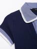 2025 European & American Style Women's Spring Ribbed T-Shirt with Turn-Down Collar