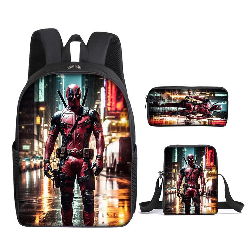 Deadpool 3pcs Student School Bag Backpack Lunch Bags Pencil Case Gifts Kids