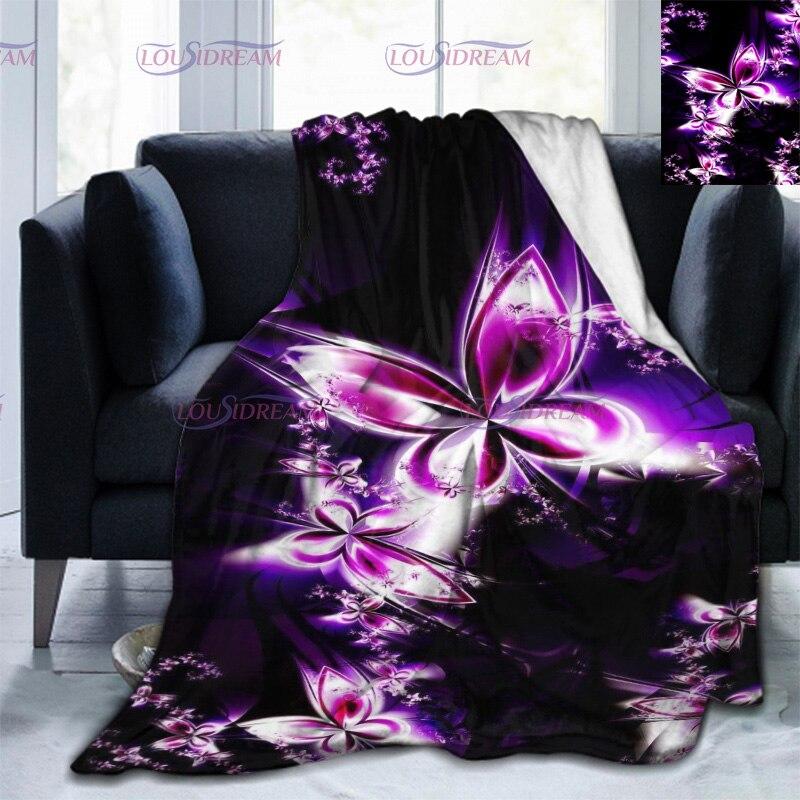 Colorful Butterfly Flower Blanket Soft Plush 3D Print Lightweight   Flannel Throw Blanket for Sofa Bed Couch for Kids Women Gift