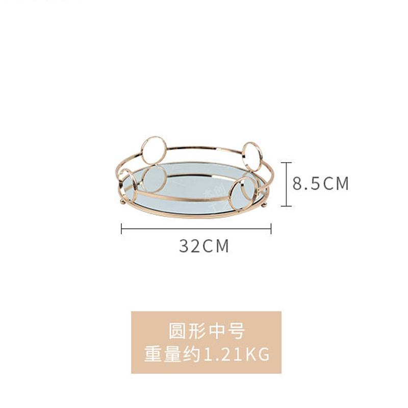 European Mirror Storage Tray Wedding Dessert Fruit Restaurant Decoration Cake Tray Drinks Cosmetics Storage Tray Decoration