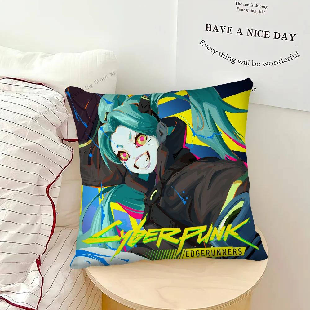 Cyberpunk Edgerunners Anime Rebecca Pillow Case Fashion Square Pillowcase Bedroom Sofa Room Ins Decoration Leisure Cushion Cover