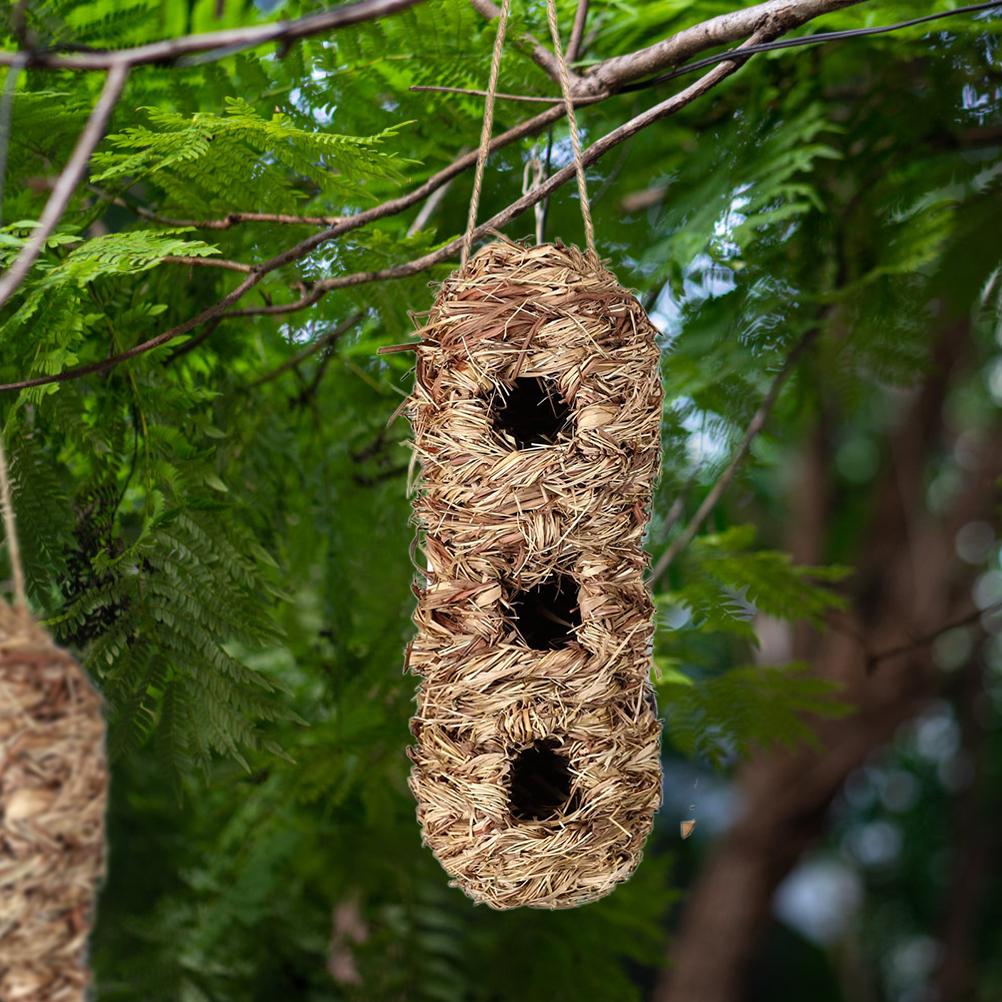 Handgewebte Kolibrihäuser Erdnussform Natürliches Vogelnest Hütte Stroh Vogelnest Handgefertigt Hängend