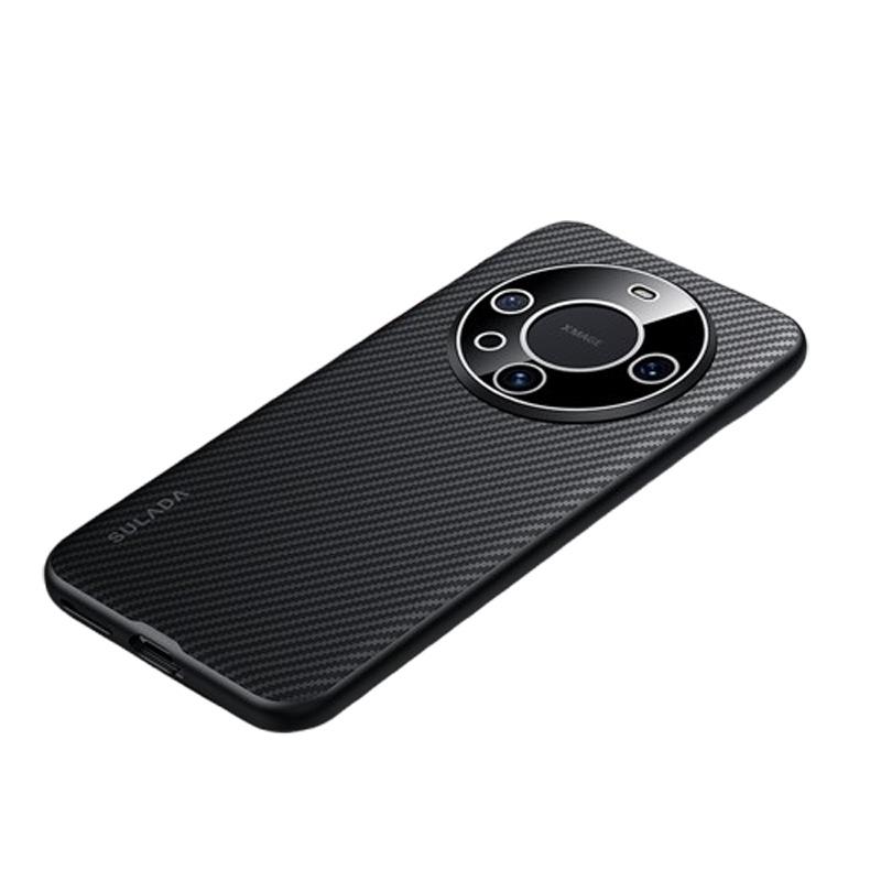 Huawei Mate60pro Phone Case All-inclusive Anti-drop HUAWEI Carbon Fiber Textured Magnetic M60 Light Luxury Leather Case