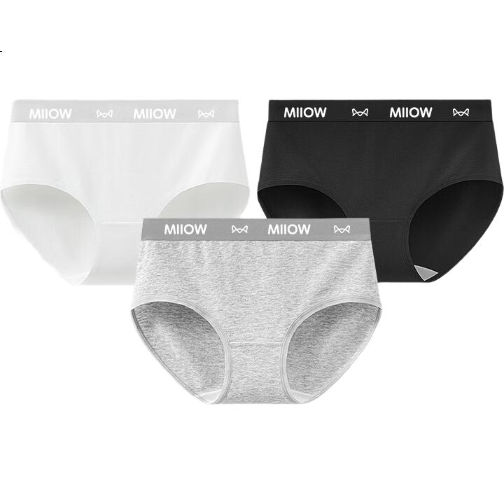 MIIOW Women's Underwear, Class A Pure Cotton, 10A Antibacterial, Extended Cotton Crotch, Breathable Sports Style Shorts, 3 Pairs, Size M