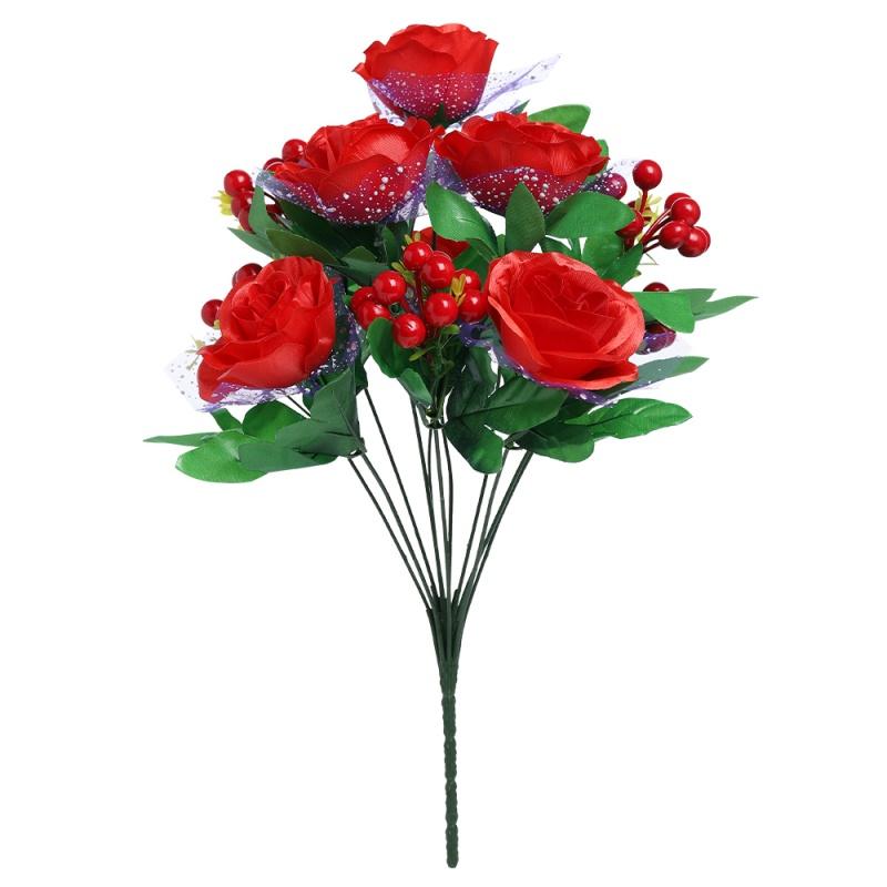 

1Pcs 40cm Artificial Rose Flower Head Fake Bouquet For Home Room Decor Rich Berry Wedding Decoration Gifts DIY Vase Accessories 1Pcs красный