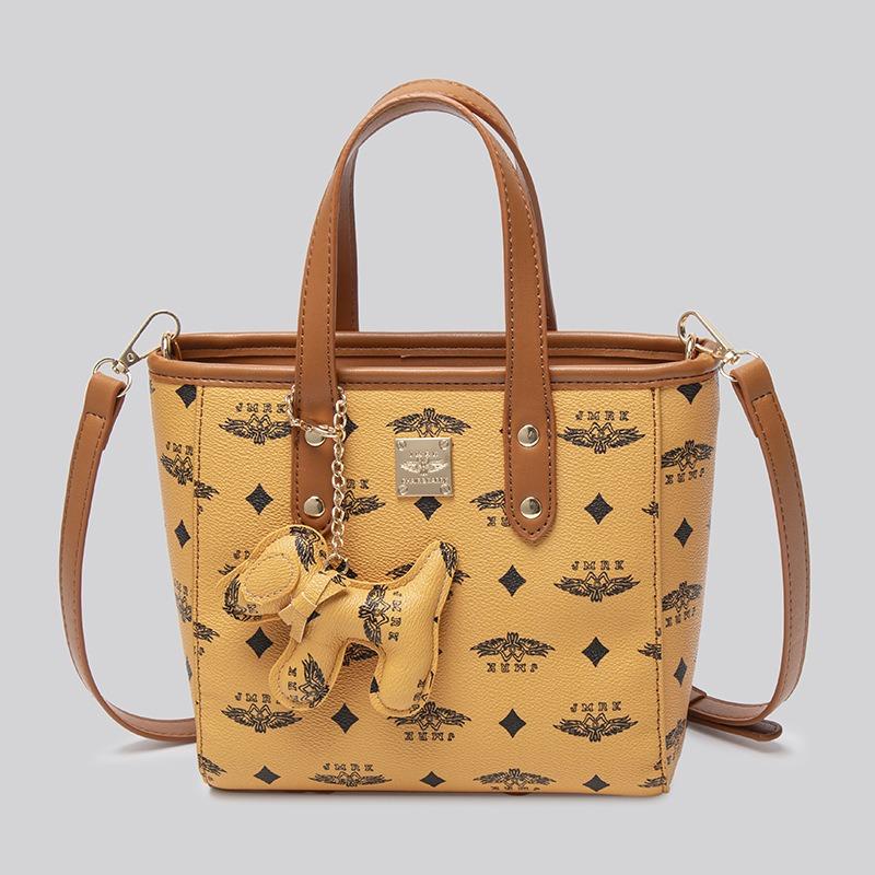 Printed bucket bag women's new autumn and winter niche handbag vegetable basket versatile commuter shoulder messenger bag
